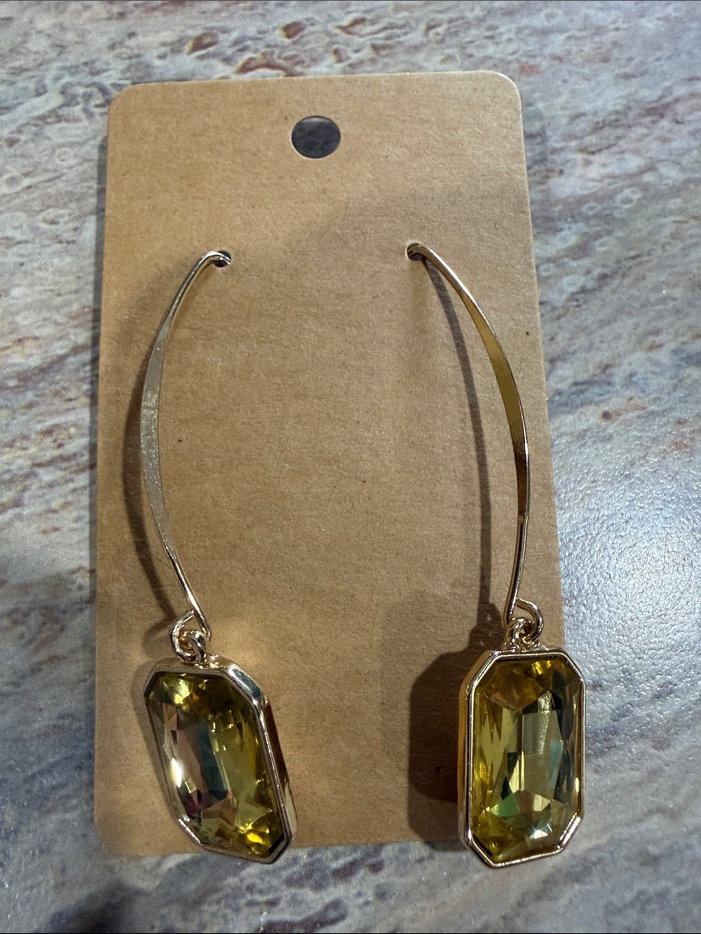 Gold Drop Earrings with Yellow Gemstones